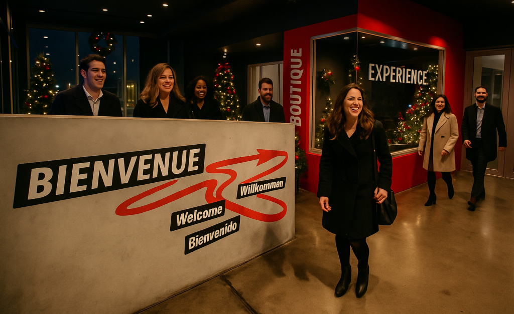 holiday gathering at welcoming entrance